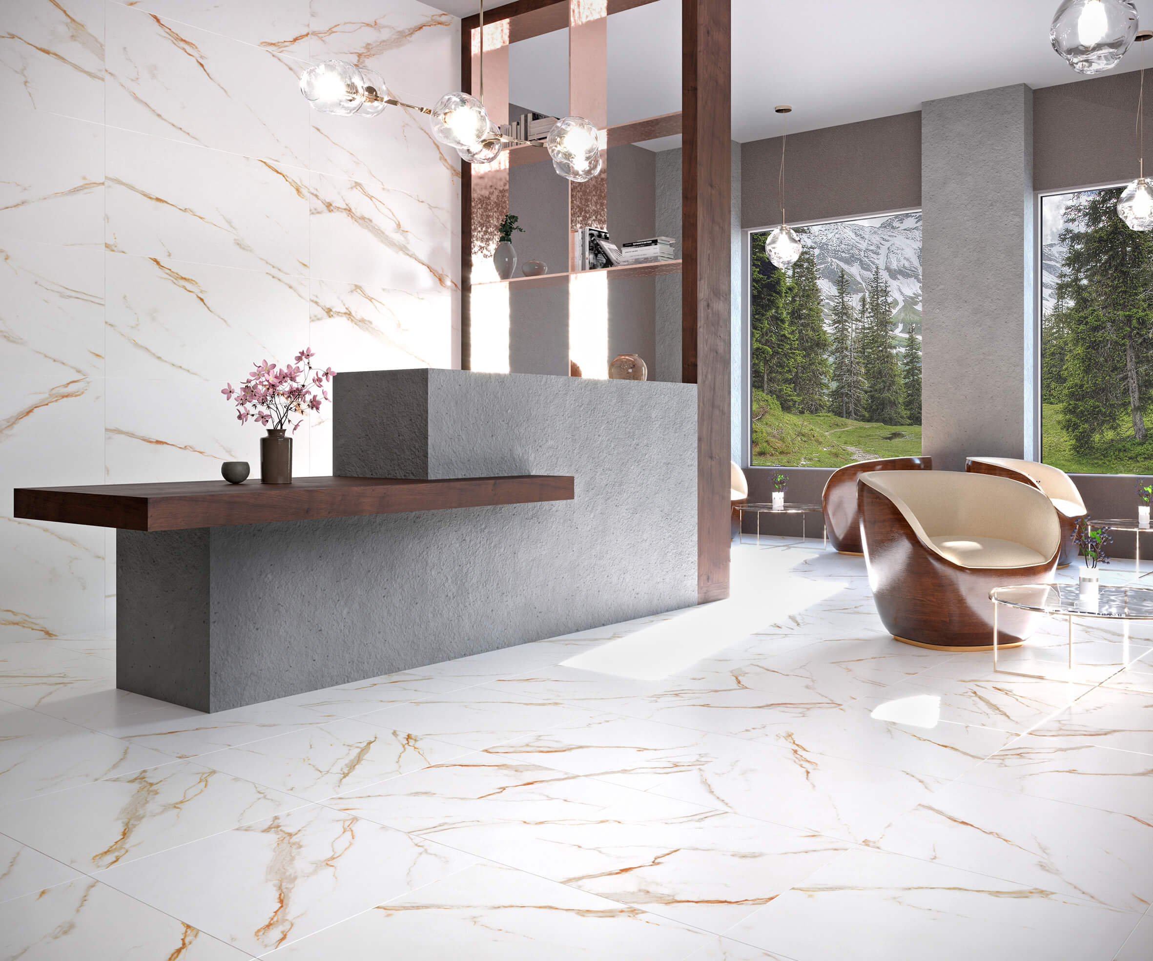 Керамогранит calacatta gold 60x120 в интерьере