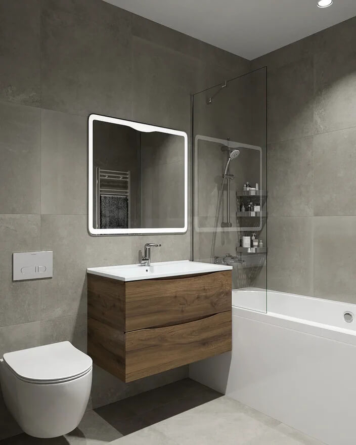 Ванная комната светлый бетон