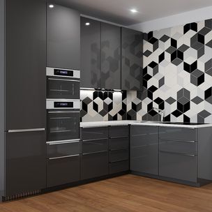 Обои для черно белой кухни современные: 67+ идей дизайна
