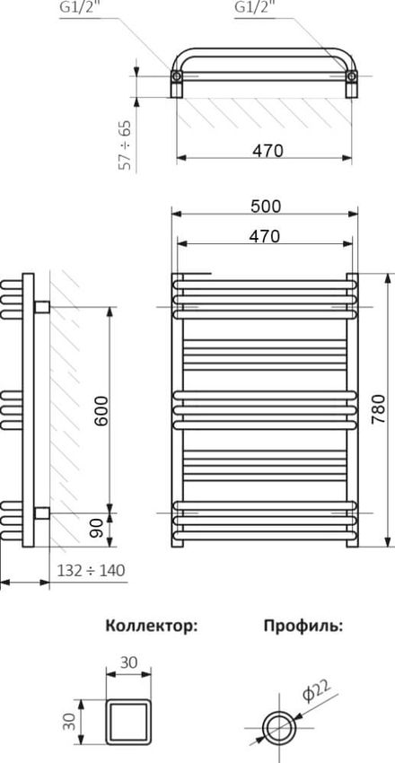 Полотенцесушитель электрический terma pola moa 50x118 хром подключение правое 300w