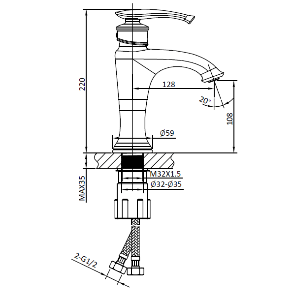 AltroBagno Beatrice 0115 R Or