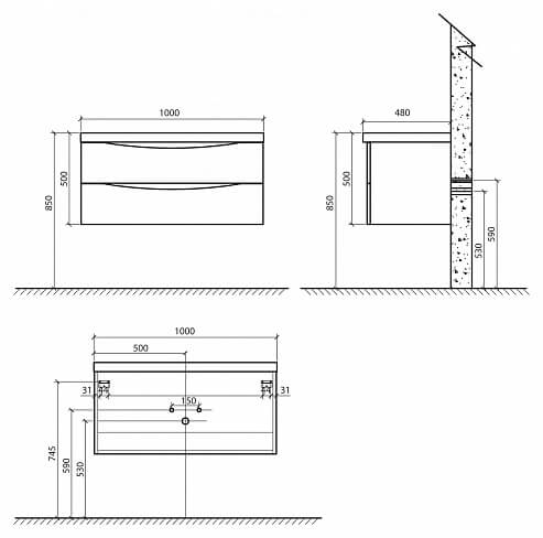 Belbagno ancona раковина с тумбой 80