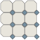 Плитка напольная 4416 OCT11-1Ch White Octagon 16/Blue Cobait Dots 11